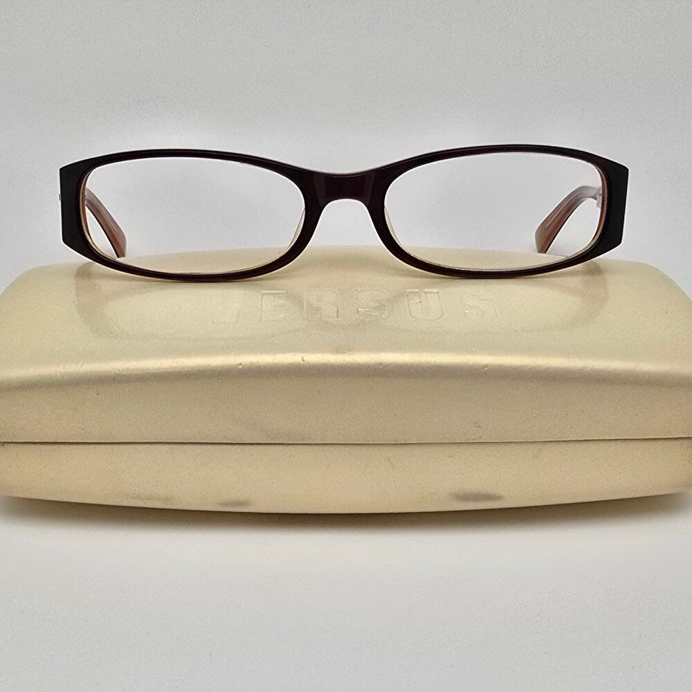 Versus Versace Mod VR8032 475 Dark Brown on Gold Eyeglasses Frame w/ Case 51mm
